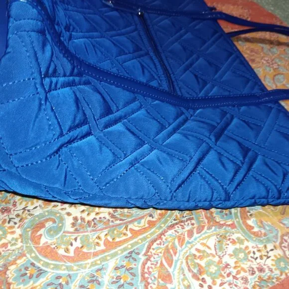 Vera Bradley Microfiber Purse Cobalt Blue Tote - Picture 8 of 10